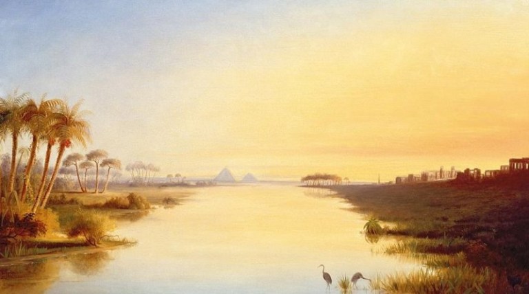 lukisan pemandangan sungai