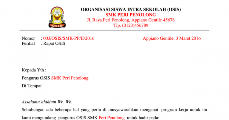 21+ Contoh Surat undangan resmi, tidak resmi, rapat ...