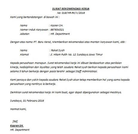 17 Contoh Surat Rekomendasi Baik Benar Dan Yang Disarankan