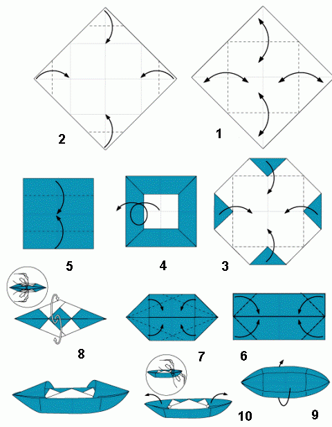 cara membuat origami perahu