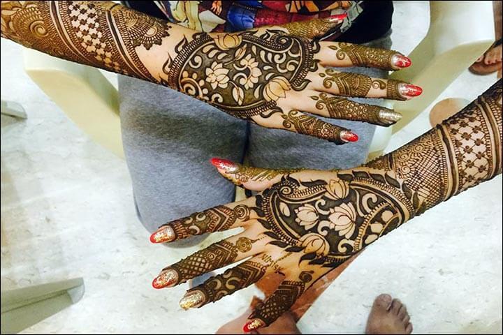 henna tangan motif floral arabic bridal