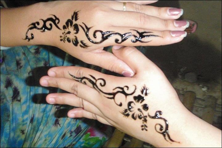 henna tangan motif minimalist floral