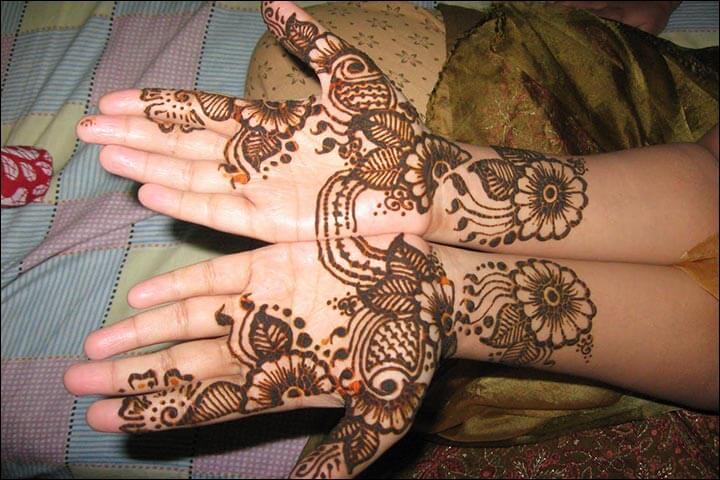 henna tangan motif split pattern
