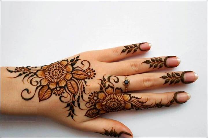 henna tangan motif two flower