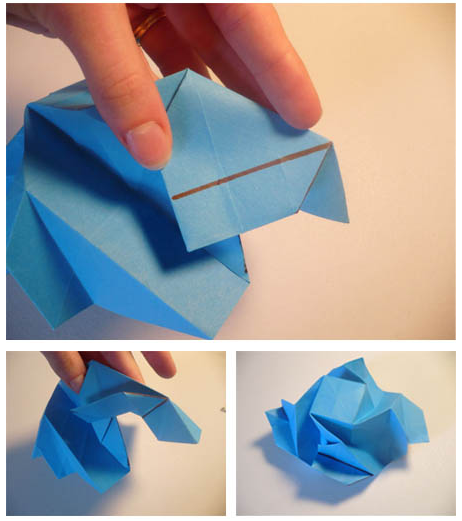 cara membuat origami bunga mawar biru 11