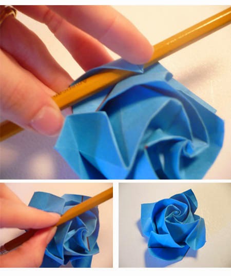 cara membuat origami bunga mawar biru 15