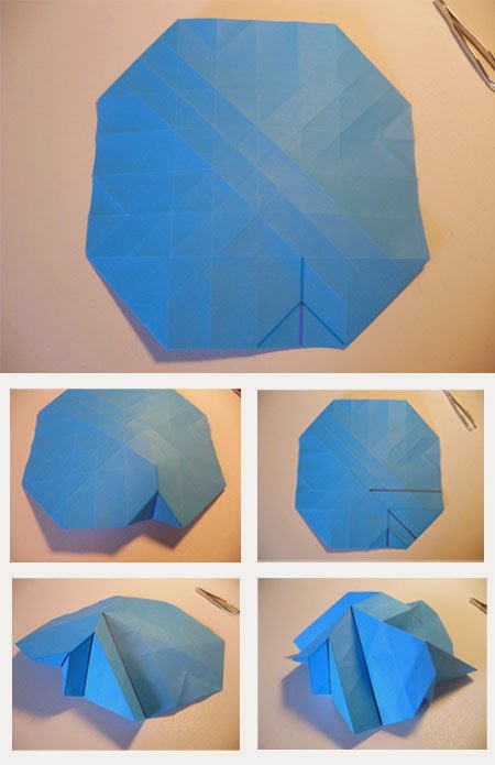 cara membuat origami bunga mawar biru 7
