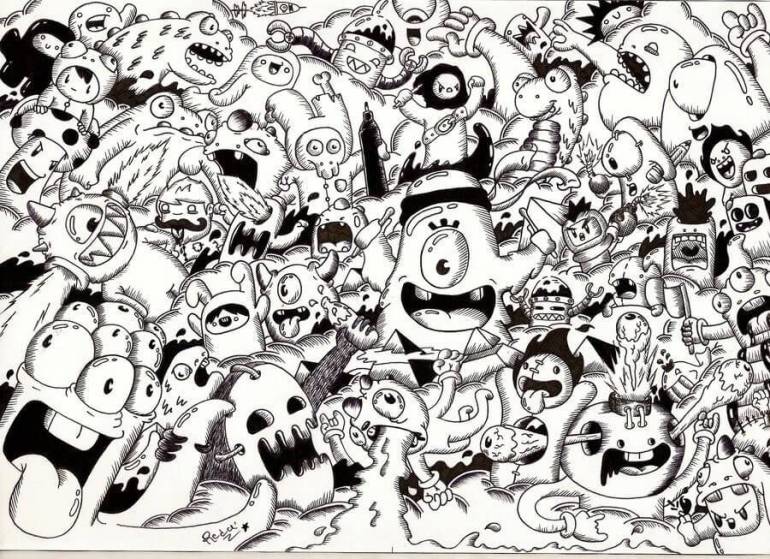 gambar doodle monster