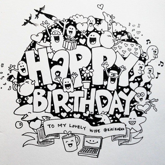 gambar doodle ulang tahun